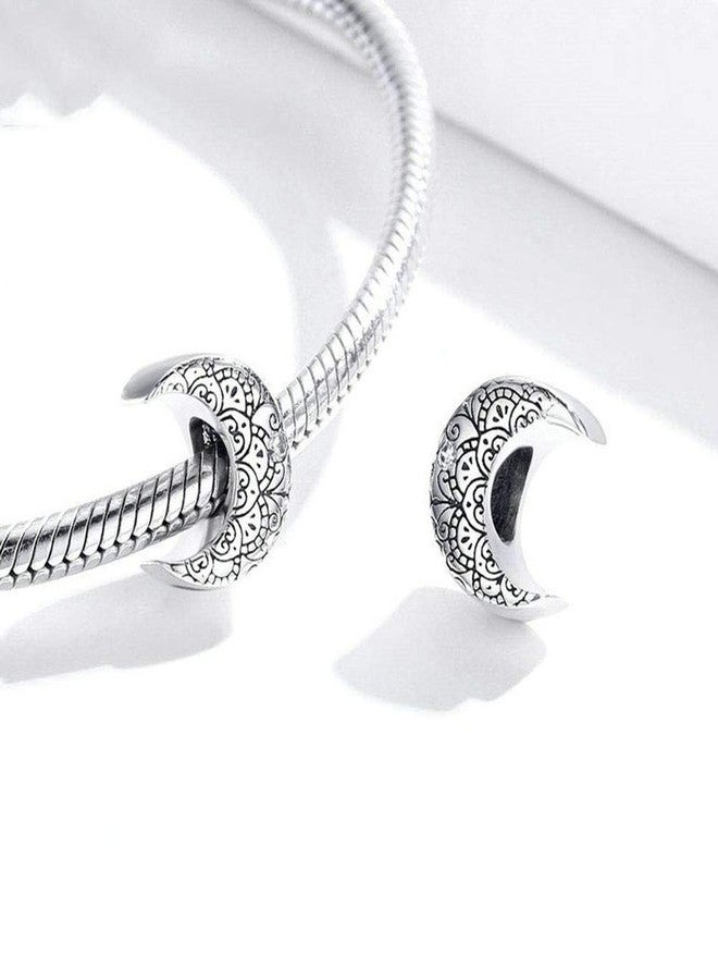 LAMOONY 925 Sterling Silver Feather Heart Charm (Moon) for Pandora Charm Bracelet - Image 3